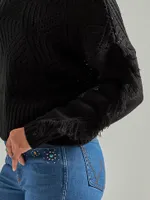 Women's Wrangler Retro® Fringe Sleeve Turtleneck Sweater Black