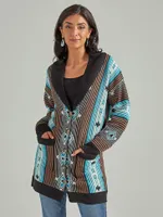 Women's Wrangler Retro® Geo Shawl Collar Cardigan Sweater Black