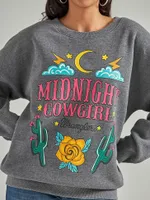 Women's Wrangler Retro® Midnight Cowgirl Oversized Sweatshirt Grey