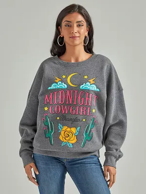 Women's Wrangler Retro® Midnight Cowgirl Oversized Sweatshirt Grey