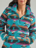 Women's Wrangler Retro Quarter-Zip Sherpa Pullover Dark Teal