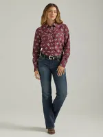 Women's Essential Long Sleeve Print Western Snap Shirt Port Royale