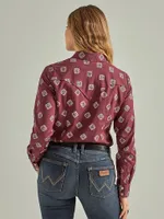 Women's Essential Long Sleeve Print Western Snap Shirt Port Royale