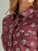 Women's Essential Long Sleeve Print Western Snap Shirt Port Royale