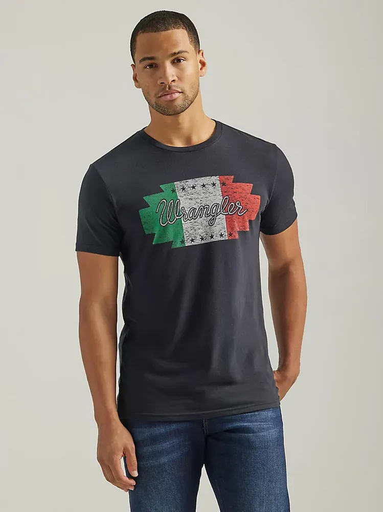 Wrangler Mexico Flag Logo T-Shirt Jet Black