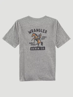 Boy's Wrangler Bucking Cowboy Back Graphic T-Shirt Graphite Heather