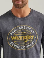 Men's Wrangler Long Sleeve Front Graphic T-Shirt Caviar Heather