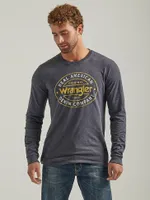 Men's Wrangler Long Sleeve Front Graphic T-Shirt Caviar Heather