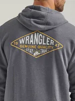 Men's Wrangler Back Graphic Logo Full Zip Hoodie Charcoal Heather