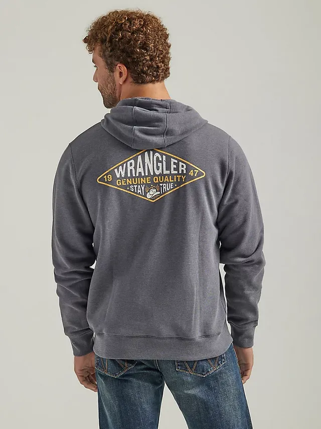 Wrangler Men's Wrangler Front Animal Logo Pullover Hoodie Deep Depths  Heather