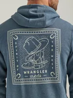 Men's Wrangler Back Graphic Logo Full Zip Hoodie Midnight Navy Heather