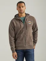 Men's Wrangler Back Graphic Logo Full Zip Hoodie Heather