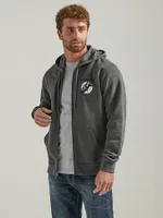 Men's Wrangler Back Graphic Logo Full Zip Hoodie Graphite Heather