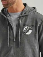 Men's Wrangler Back Graphic Logo Full Zip Hoodie Graphite Heather