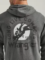 Men's Wrangler Back Graphic Logo Full Zip Hoodie Graphite Heather