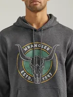 Men's Wrangler Front Animal Logo Pullover Hoodie Caviar Heather