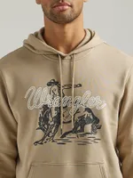 Men's Wrangler Cowboy Graphic Pullover Hoodie Trench Coat Heather