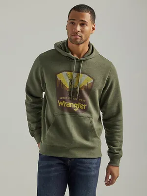 Men's Wrangler Front Animal Logo Pullover Hoodie Deep Depths Heather