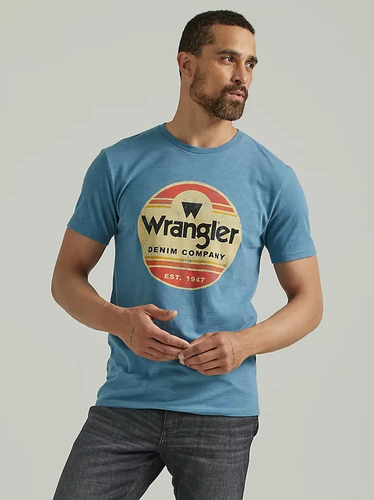 Wrangler Mens 1947 Denim Company T-Shirt:Blue Heather:XL