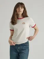 Women's Rainbow Ringer Tee Marshmallow Heather