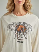 Women's Wrangler Retro® Long Sleeve Horse Motion Tee White