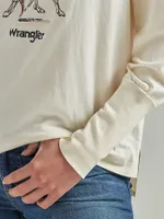 Women's Wrangler Retro® Long Sleeve Horse Motion Tee White