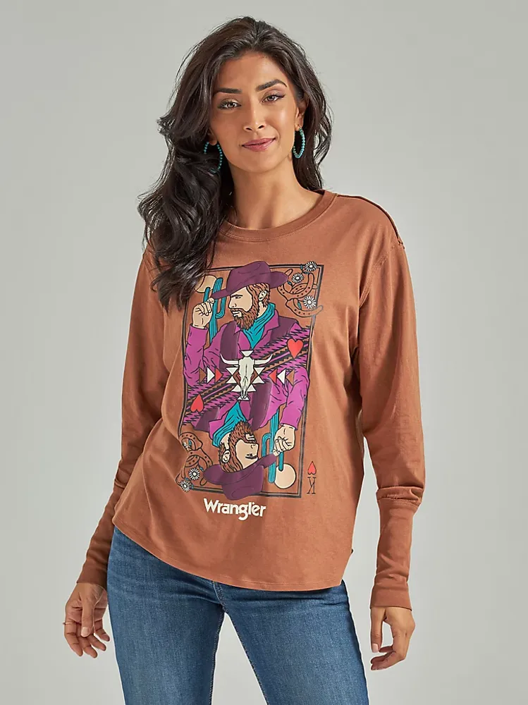 Women's Wrangler Retro® Long Sleeve Cowboy King Graphic Tee Rawhide