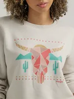 Women's Mosaic Steer Crew Sweatshirt Lunar Rock