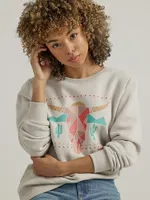 Women's Mosaic Steer Crew Sweatshirt Lunar Rock