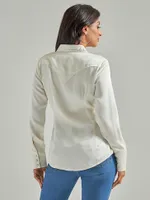 Women's Wrangler Retro® Satin Western Shirt Antique White