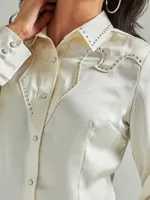 Women's Wrangler Retro® Satin Western Shirt Antique White