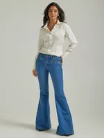 Women's Wrangler Retro® Satin Western Shirt Antique White