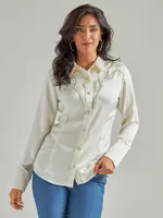 Women's Wrangler Retro® Satin Western Shirt Antique White