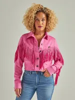 Women's Wrangler Retro® Crop Fringe Jacket Pink