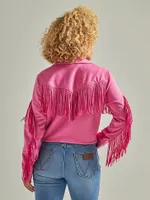 Women's Wrangler Retro® Crop Fringe Jacket Pink