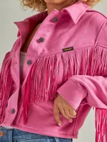 Women's Wrangler Retro® Crop Fringe Jacket Pink