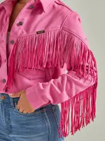 Women's Wrangler Retro® Crop Fringe Jacket Pink