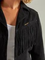 Women's Wrangler Retro® Suede Fringe Jacket Black