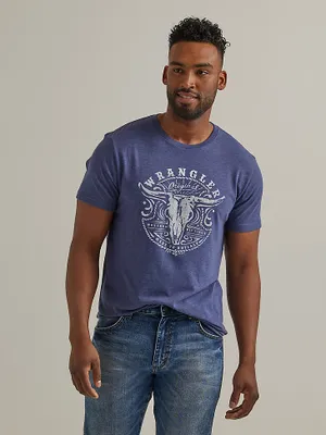 Men's Steer Skull Graphic T-Shirt Denim