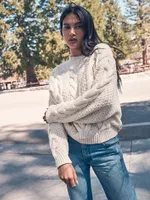 Women's Cable Knit Sweater Worn White