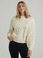 Women's Cable Knit Sweater Worn White