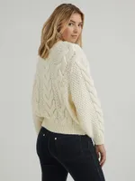 Women's Cable Knit Sweater Worn White