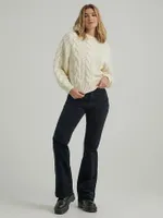 Women's Cable Knit Sweater Worn White