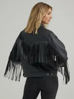 Women's Oversized Fringe Jacket Black