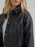 Women's Oversized Fringe Jacket Black