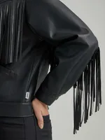 Women's Oversized Fringe Jacket Black