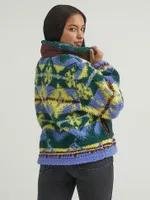 Women's All Over Printed Sherpa Jacket Very Peri Purple