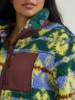 Women's All Over Printed Sherpa Jacket Very Peri Purple