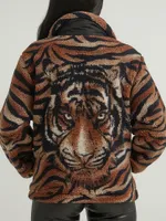 Women's Tiger Print Sherpa Jacket