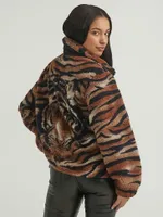 Women's Tiger Print Sherpa Jacket